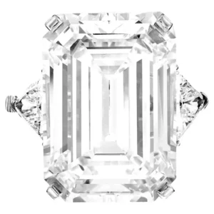 A Masterpiece of Rarity and Radiance 15 carat Flawless Emerald Cut Diamond Ring