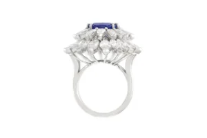 Vintage 1950s 6.63 Carat Kashmir Sapphire and 13.00 Carat Diamond Ring
