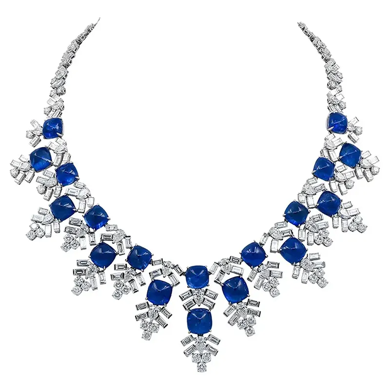 Harry Winston Jacques Timey Burmese Sapphire Diamond Necklace 1980s 23 Harry Winston Jacques Timey Burmese Sapphire Diamond Necklace 1980s