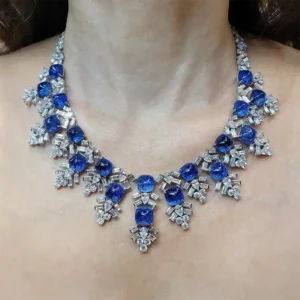 Harry Winston Jacques Timey Burmese Sapphire Diamond Necklace 1980s