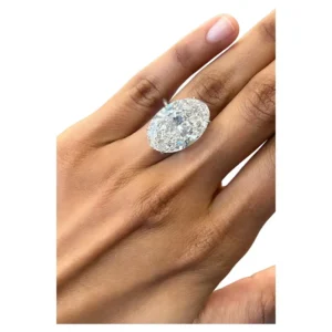 Issac Nussbaum 18K Platinum 18 Carat Oval Diamond H Color VS1 Clarity Ring