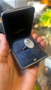 Issac Nussbaum 18K Platinum 18 Carat Oval Diamond H Color VS1 Clarity Ring
