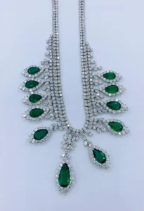 Emilio Jewelry Certified 168 Carat Royal Emerald Necklace And Earring Suite