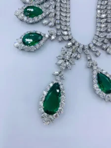 Emilio Jewelry Certified 168 Carat Royal Emerald Necklace And Earring Suite