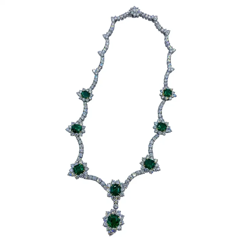 Emilio Jewelry Certified Muzo Colombian Vivid Green Emerald Diamond Necklace 1 Emilio Jewelry Certified Muzo Colombian Vivid Green Emerald Diamond Necklace