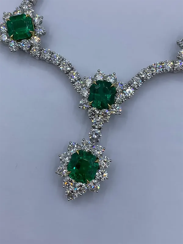 Emilio Jewelry Certified Muzo Colombian Vivid Green Emerald Diamond Necklace 4 Emilio Jewelry Certified Muzo Colombian Vivid Green Emerald Diamond Necklace