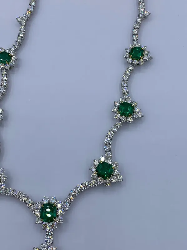 Emilio Jewelry Certified Muzo Colombian Vivid Green Emerald Diamond Necklace 6 Emilio Jewelry Certified Muzo Colombian Vivid Green Emerald Diamond Necklace