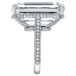 10.85 Carat Emerald Cut Diamond Ring Type IIA D Color Internally Flawless
