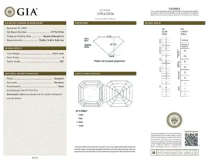 DIANA M. Platinum engagement ring featuring a center 18.01 ct GIA (H-VS2)