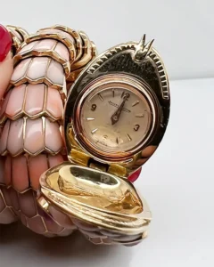 Exquisite Bulgari Serpenti Vintage Pink Coral Bracelet-Watch circa 1970 9 Bulgari Serpenti Vintage Pink Coral Bracelet-Watch circa 1970