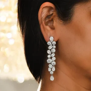 HARAKH GIA Certified 32 1/3 CT Colorless Diamond Dangling White Gold Earrings