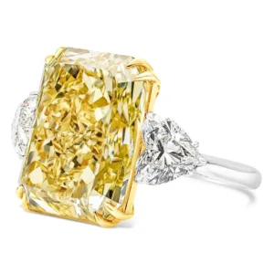 GIA Certified 17.25 Carats Yellow Diamond Three-Stone Engagement Ring