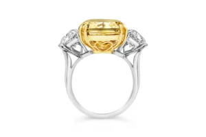 GIA Certified 17.25 Carats Yellow Diamond Three-Stone Engagement Ring