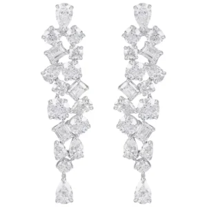 HARAKH GIA Certified 32 1/3 CT Colorless Diamond Dangling White Gold Earrings