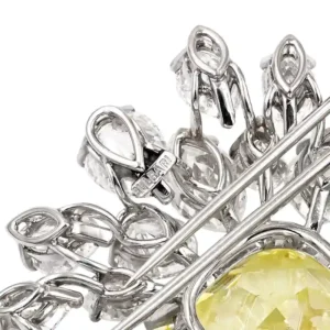 Bulgari GIA Certified Vintage Diamond Brooch 1960