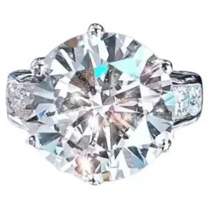 GIA Certified 10.00 Ct F/VS1 Round Brillant Cut Diamond 18K Gold Solitaire Ring