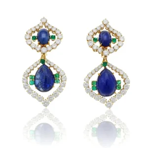 Rare CARTIER Sapphire Emerald and Diamond Necklace and Earrings Set 131.69ct 4 CARTIER Sapphire Emerald and Diamond Necklace and Earrings Set