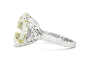 15.04 Carat Cushion Cut Fancy Intense Yellow Diamond Engagement Ring