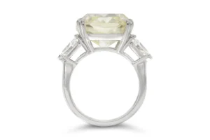 15.04 Carat Cushion Cut Fancy Intense Yellow Diamond Engagement Ring