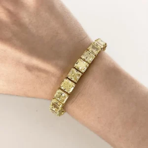 Fancy Yellow Fancy Intense Yellow Radiant Cut Diamond Line Bracelet 45.05 ct 5 Fancy Yellow Fancy Intense Yellow Radiant Cut Diamond Line Bracelet