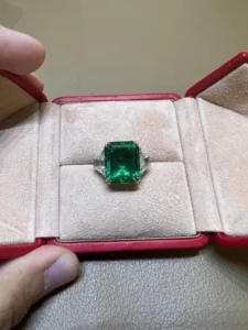 No-Oil Colombian Emerald & Diamond Ring SSEF Gübelin AGL Certified