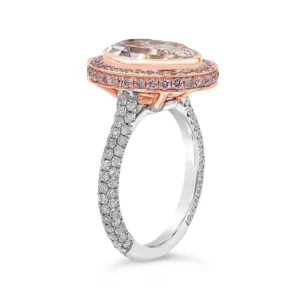 GIA Certified 3.66 Carats Oval Cut Fancy Light Pink Diamond Halo Engagement Ring