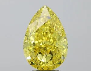 Meghna GIA Certified Fancy Vivid Yellow 5.1 Carat Pear Brilliant Cut Diamond