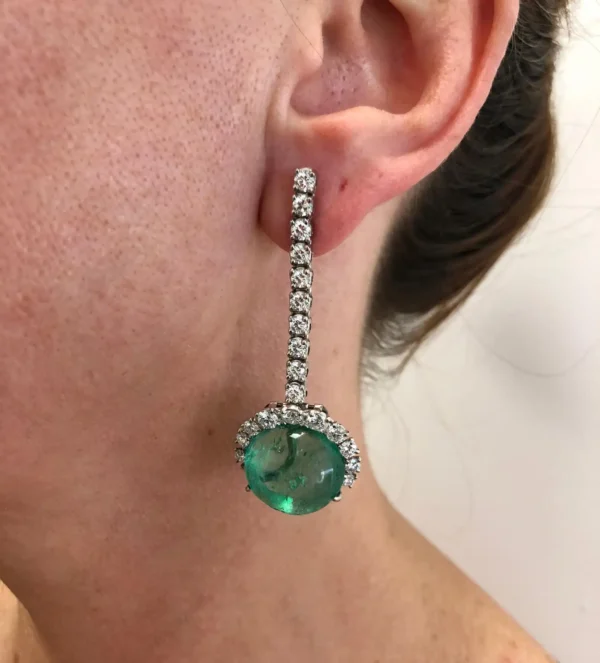 Cartier Diamond Cabochon Ruby Emerald Platinum Necklace Suite 1960