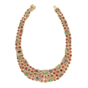 Van Cleef & Arpels Cabochon Ruby Emerald Sapphire and Diamond Necklace