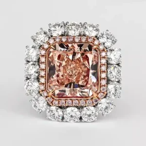GIA Certified 6.53 Carat Fancy Pink-Brown & White Diamond Ring in 18K Rose Gold