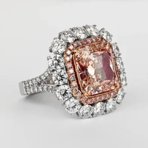 GIA Certified 6.53 Carat Fancy Pink-Brown & White Diamond Ring in 18K Rose Gold
