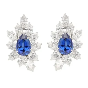 HARRY WINSTON Sapphire and Diamond Bib Necklace and Ear Clips