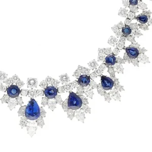 HARRY WINSTON Sapphire and Diamond Bib Necklace and Ear Clips