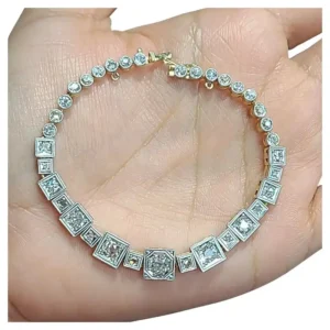 Stunning Art Deco Platinum & 18K Yellow Gold 5.5ctw Diamond Tennis Bracelet