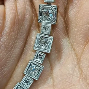 Stunning Art Deco Platinum & 18K Yellow Gold 5.5ctw Diamond Tennis Bracelet