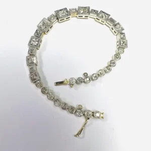 Stunning Art Deco Platinum & 18K Yellow Gold 5.5ctw Diamond Tennis Bracelet