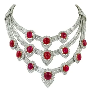 The Estee Lauder Van Cleef & Arpels Important Retro Ruby Diamond Necklace 1950