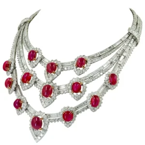 The Estee Lauder Van Cleef & Arpels Important Retro Ruby Diamond Necklace 1950