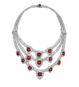 The Estee Lauder Van Cleef & Arpels Important Retro Ruby Diamond Necklace 1950