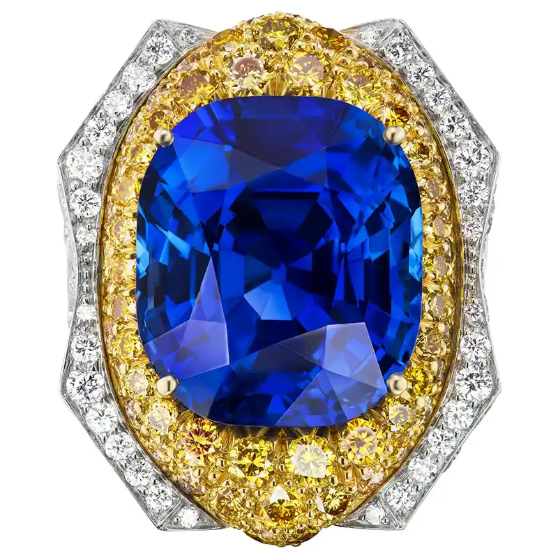 Rare David Webb Burma Sapphire and Diamond Ring 26.28ct 1 David Webb Burma Sapphire and Diamond Ring
