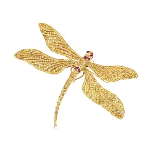 Fancy Vivid Yellow Diamond Dragonfly Brooch