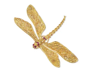 Fancy Vivid Yellow Diamond Dragonfly Brooch