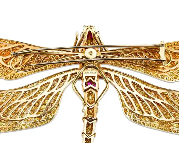 Fancy Vivid Yellow Diamond Dragonfly Brooch
