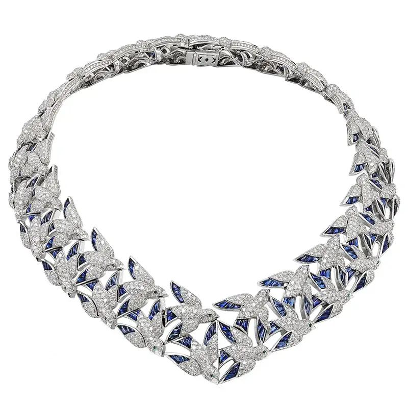 Rare Cartier Les Oiseaux Liberees Sapphire Diamond 5 Piece Suite 4 Cartier 'Les Oiseaux Liberees' Sapphire Diamond 5 Piece Suite