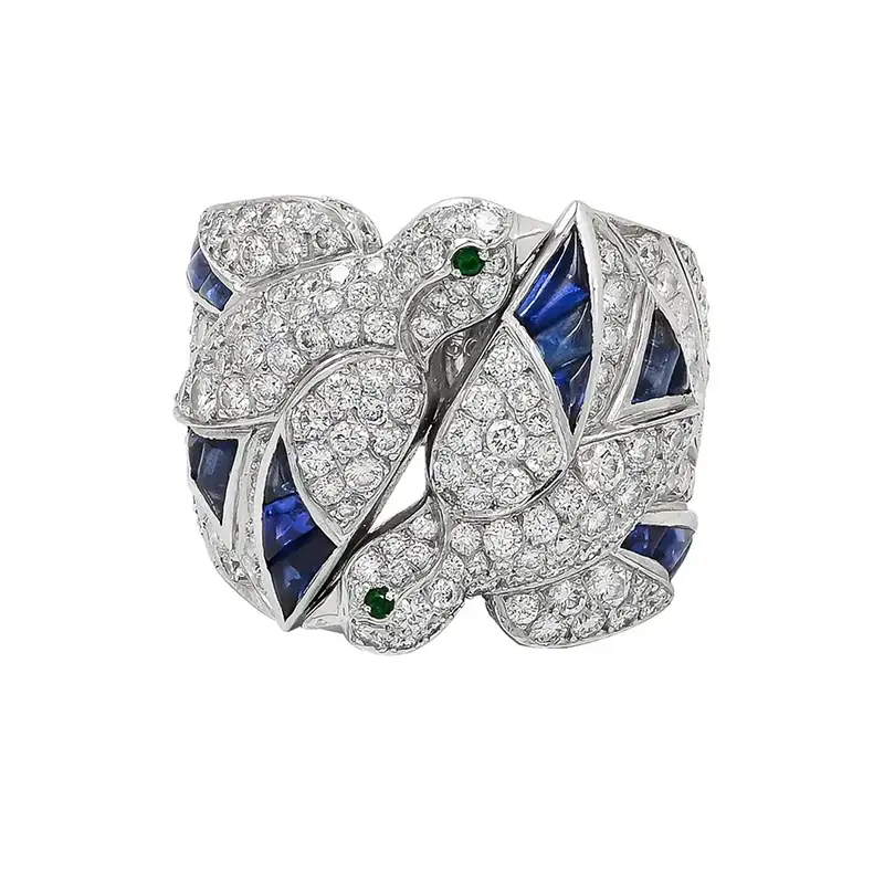 Rare Cartier Les Oiseaux Liberees Sapphire Diamond 5 Piece Suite 6 Cartier 'Les Oiseaux Liberees' Sapphire Diamond 5 Piece Suite
