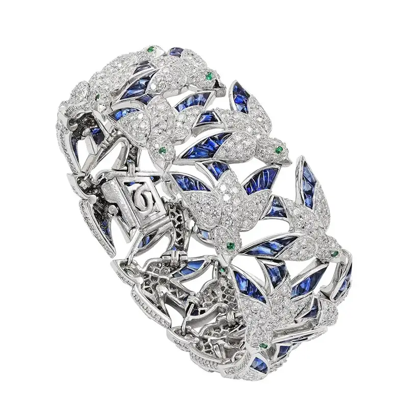 Rare Cartier Les Oiseaux Liberees Sapphire Diamond 5 Piece Suite 8 Cartier 'Les Oiseaux Liberees' Sapphire Diamond 5 Piece Suite