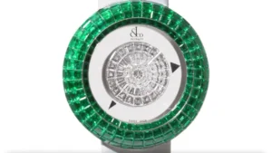 Brilliant Mystery Emeralds Diamonds White Gold on Strap 38mm Jacob & Co.
