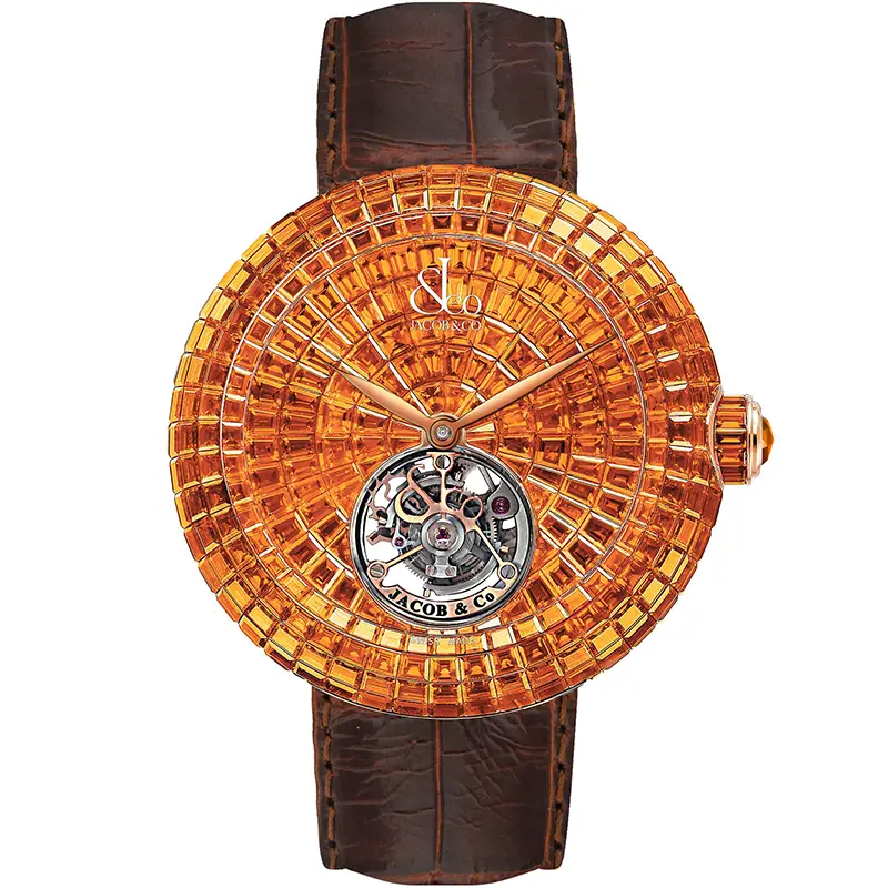 Brilliant Flying Tourbillon Orange Sapphires Rose Gold on Strap Jacob & Co. 18k 1 Brilliant Flying Tourbillon Orange Sapphires Rose Gold on Strap Jacob & Co.