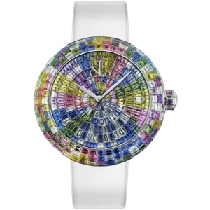 Brilliant Baguette Arlequino Pastel White Gold on Strap Jacob & Co.