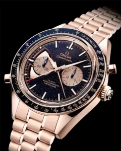 Omega 522.50.45.52.03.001 Speedmaster Chrono Chime Sedna Gold on Bracelet